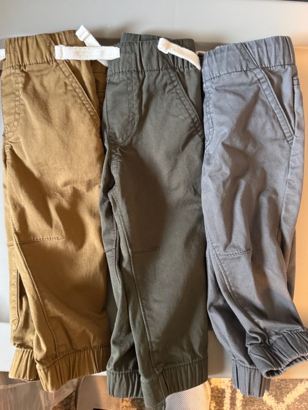 Cat & Jack Three-Pack Kids Jogger Pants - Tan, Olive, Gray